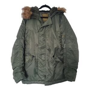 Knox Armory Men's Military Puffer Fur Trim Coat Size M Green Grunge Gorpcore